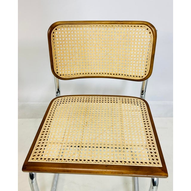 Wood Set of 4 Mid-Century Modern Cesca Style Chrome and Cane Dining Chairs, 1980s For Sale - Image 7 of 12