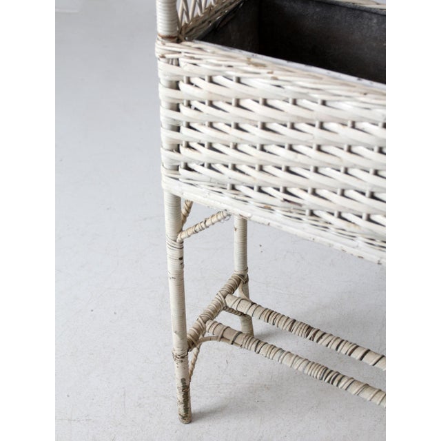 Early 20th Century Antique Wicker Planter Basket Stand With Hanging Hook For Sale - Image 5 of 12