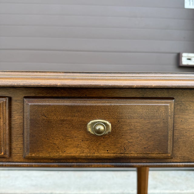 Wood 1970s Ethan Allen Classic Manor English Traditional Maple 3 Drawer Writing Desk or Library Table (15-9010) For Sale - Image 7 of 18