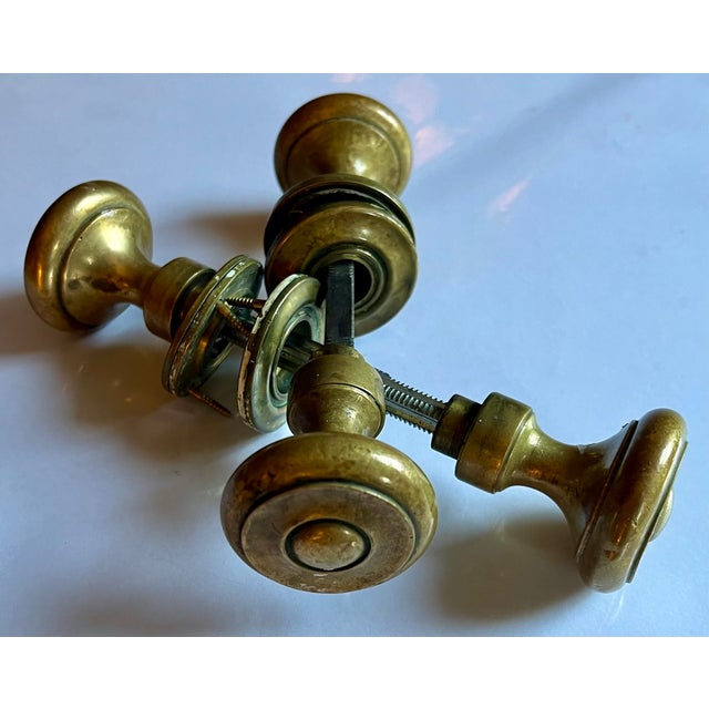 Antique 19th Century Small Size Brass Door Knobs - A Pair For Sale - Image 4 of 13