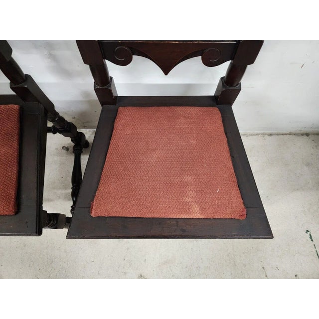 Antique Hall Chairs Walnut Dining Accent Pair For Sale - Image 11 of 12