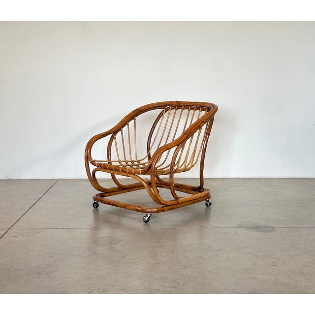 Rattan and Bamboo Armchairs, 1970s, Set of 2 For Sale - Image 4 of 15