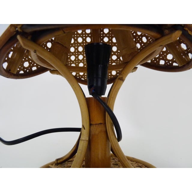 1950s Vintage Bamboo and Rattan Lamps with Caning, 1950s, Set of 2 For Sale - Image 5 of 8