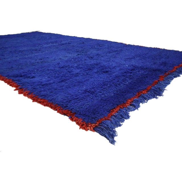 20643 Vintage Blue Beni MGuild Moroccan Rug, 06'08 x 12'07. Cozy nomad meets mesmerizing Marjorelle Blue in this hand...