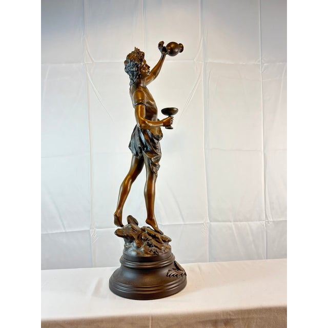 Antique French L. & F. Moreau Bacchus Spelter Sculpture, 28"h For Sale - Image 12 of 18