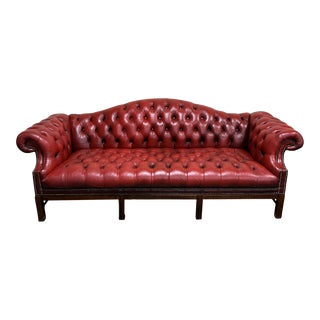 Oxblood Red Chippendale Chesterfield Sofa For Sale
