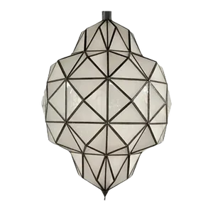 Large Art Deco White Milk Chandelier, Pendant or Lantern in Dome Shape