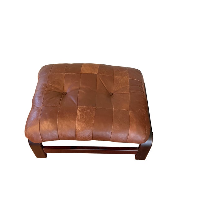 Vintage Norwegian Leather Ottoman | Scandinavian Mid-Century Modern Bentwood & Sling Footstool | Ingmar Relling Style For Sale - Image 9 of 16