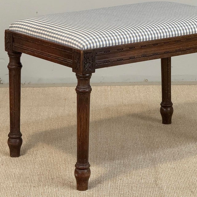 Antique French Louis XVI Style Walnut Vanity Stool ~ Piano Bench For Sale - Image 9 of 15