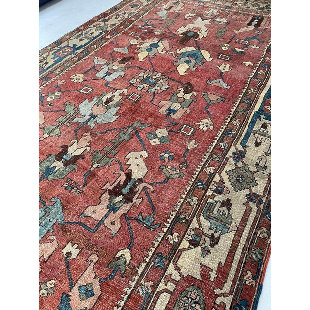 Red C. 1880's ANCIENT ANTIQUE SERAPI Narrow GEM Rug 8.10 x 15.1 For Sale - Image 8 of 16