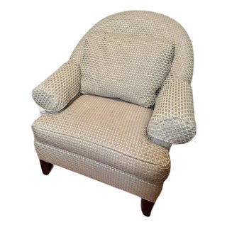 Custom Ethan Allen Neutral Patterned Club Chair With Down-Blend Cushioning For Sale