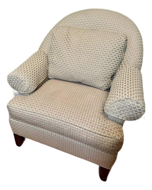 Custom Ethan Allen Neutral Patterned Club Chair With Down-Blend Cushioning