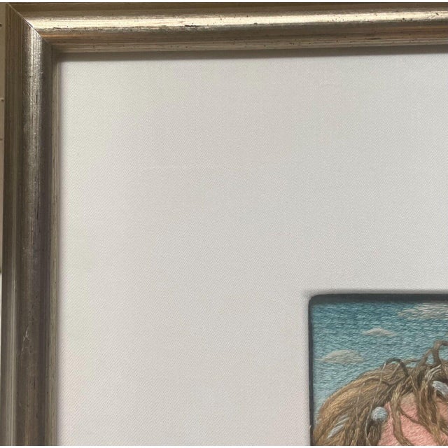 Rare Mical Aloni 'seventh Heaven" Couple in Love Embroidery Portrait - Israeli For Sale - Image 11 of 11