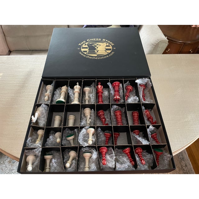Italfama Italian Alabaster Octagonal Chess Board With Drawer & 4.25" Wellington Special Edition Pieces (Includes Original 2017 Receipts & Coa) For Sale - Image 12 of 17