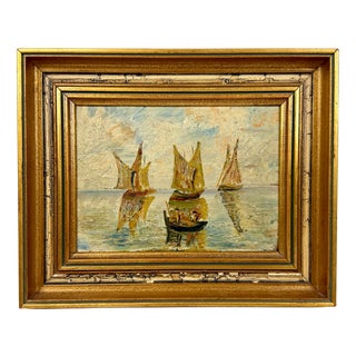 Bergmann, Boats, Oil on Board, 1900s, Framed For Sale