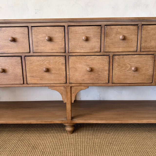 Lucy Reclaimed Elm Wood Console With 18 Drawers in Natural Finish For Sale In Los Angeles - Image 6 of 16