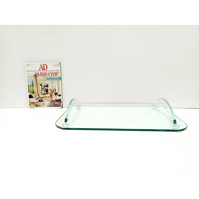 Fontana Arte Transparent Glass Tray in the style of Fontana Arte, Italy, 1980s For Sale - Image 4 of 10