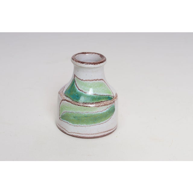 Mid-Century Modern Diminutive Italian Modern Ceramic Bud Vase With Floral Motif by Giovannni De Simone For Sale - Image 3 of 11