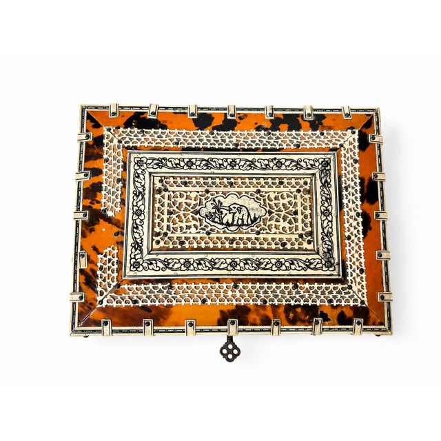 19th Century Anglo-Indian Jewelry Box With Elephant Motif Inlay For Sale - Image 15 of 18