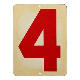 Vintage Mid Century Number 4 Gas Station Sign For Sale