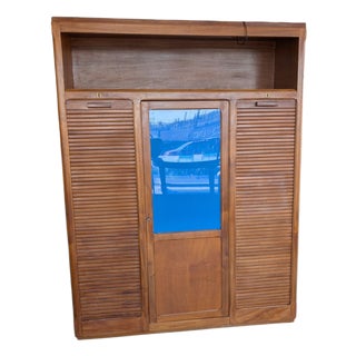 Vintage Rolling Shutter Filing Cabinet For Sale