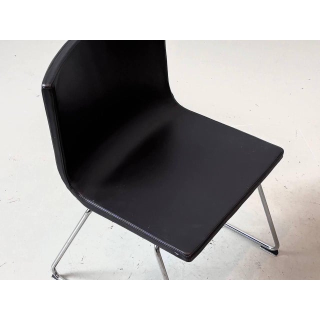 Ikea Bernhard Leather Chairs in Black and Chrome by Ola Wihlborg for Ikea, 2010s For Sale - Image 4 of 16