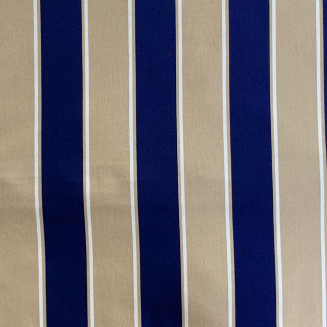 2020s Designer Vicki Payne Free Spirit Cream Navy & Taupe Stripe Fabric- Sample For Sale - Image 5 of 5