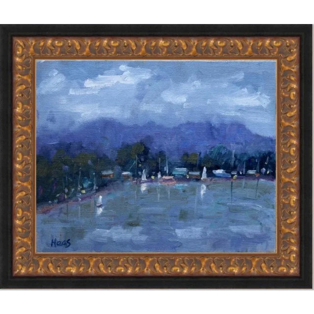 "Cloudy Day at Morro Bay with Sailboats" Contemporary Seascape Oil Painting For Sale - Image 9 of 12