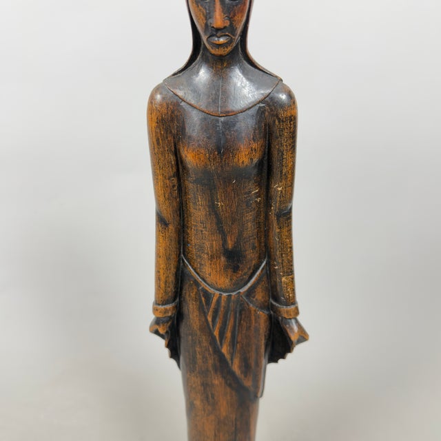 Wood Vintage African Carved Wood Madonna Statue, 20th Century For Sale - Image 7 of 11