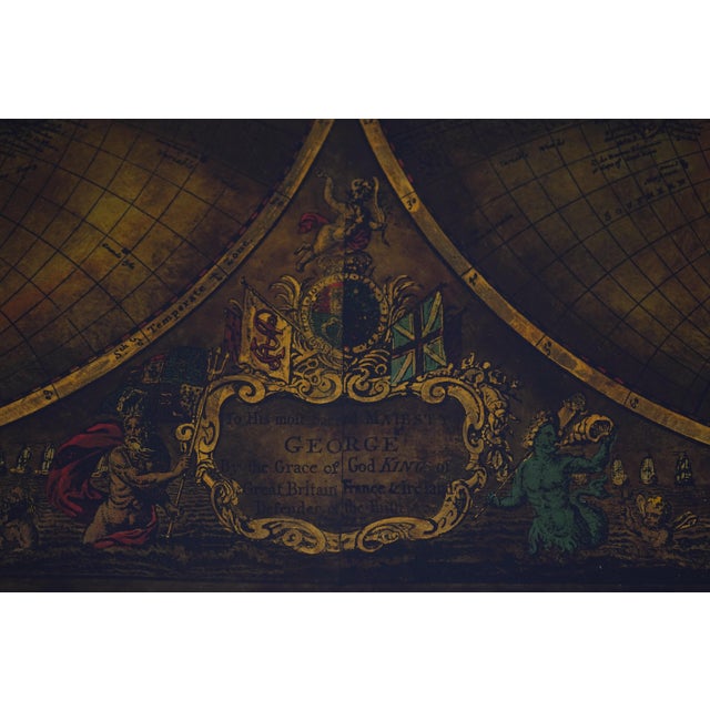 Campaign Style Reverse Painted Glass Top World Map Coffee Table | Chairish