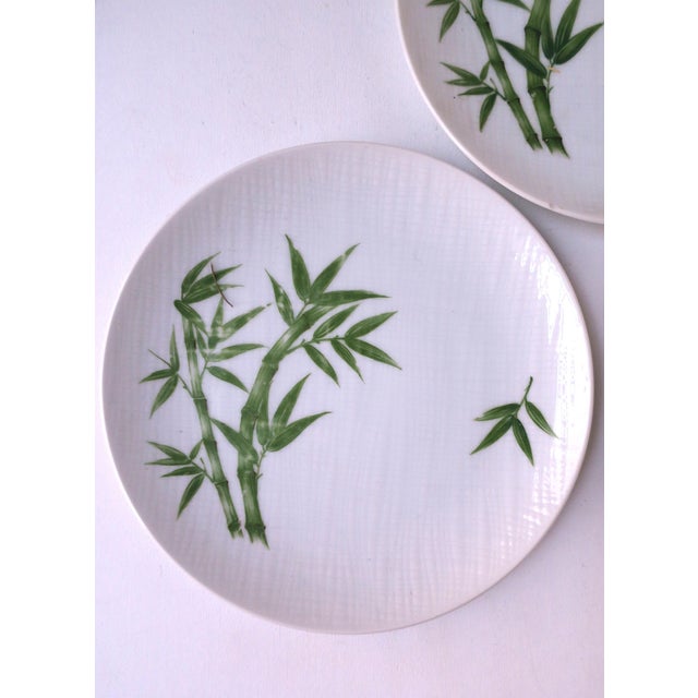 Mid 20th Century Porcelain Plates Bamboo Design, Set of 4, Circa 1960s For Sale - Image 5 of 9
