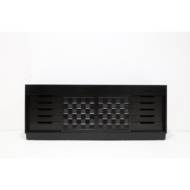 Mid-Century Modern Basket Weave Sideboard by Edward Wormley for Dunbar in Mahogany, C. 1960s For Sale - Image 3 of 14