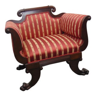 American Empire Carved Mahogany Chair For Sale