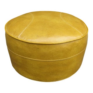 Vintage Round Vinyl Ottoman Attributed to Babcock Phillips For Sale