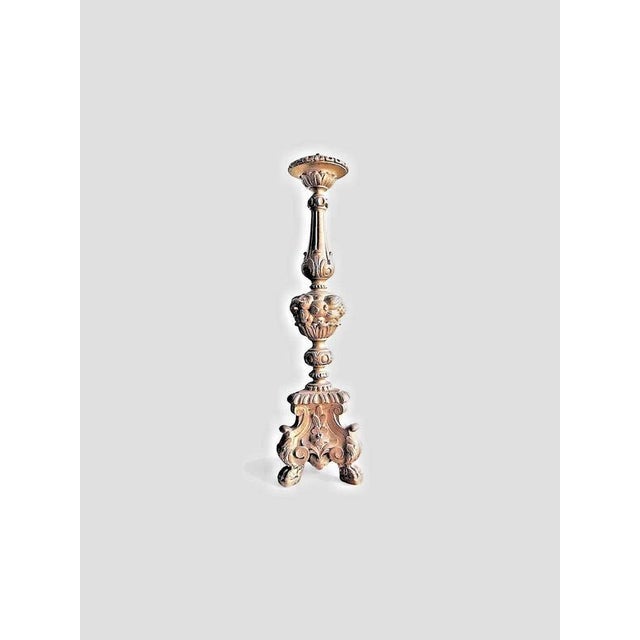 Belgian Carved Giltwood and Gesso Candlestick, 1900s For Sale - Image 3 of 9