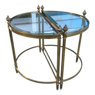 Fine Pair of French Jansen Style Demi-Lune End Tables in Maison Baguès For Sale