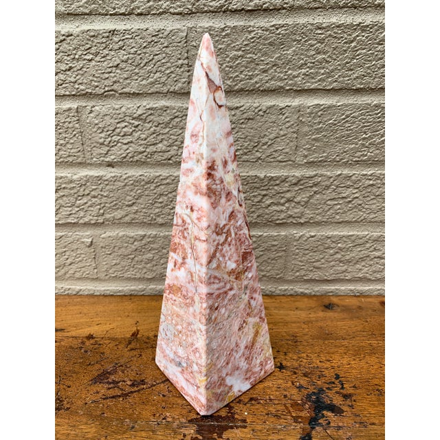 Stone Pink Marble Obelisks With Dramatic Veining, a Pair For Sale - Image 7 of 9