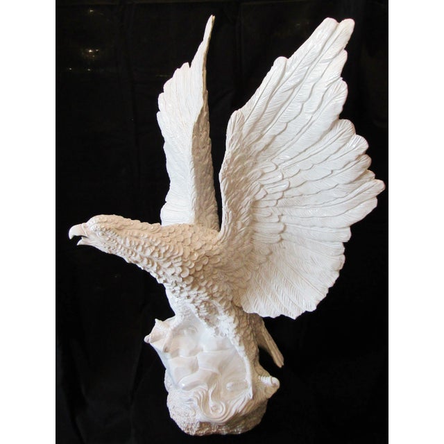 1960s Monumental Italian White Glazed Terra Cotta Eagle Sculpture Circa 1960s For Sale - Image 5 of 17