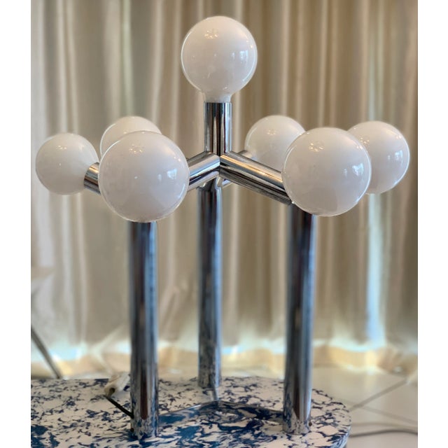 Kalmar Sculptural Table Lamp in Chrome and White Glass by J. T. Kalmar, Vienna, 1970s For Sale - Image 4 of 11