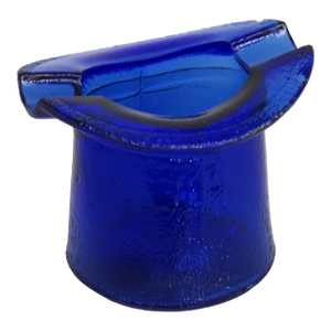 Cobalt Blue Frosted Glass Top Hat Toothpick Holder Ash Tray 4576b
