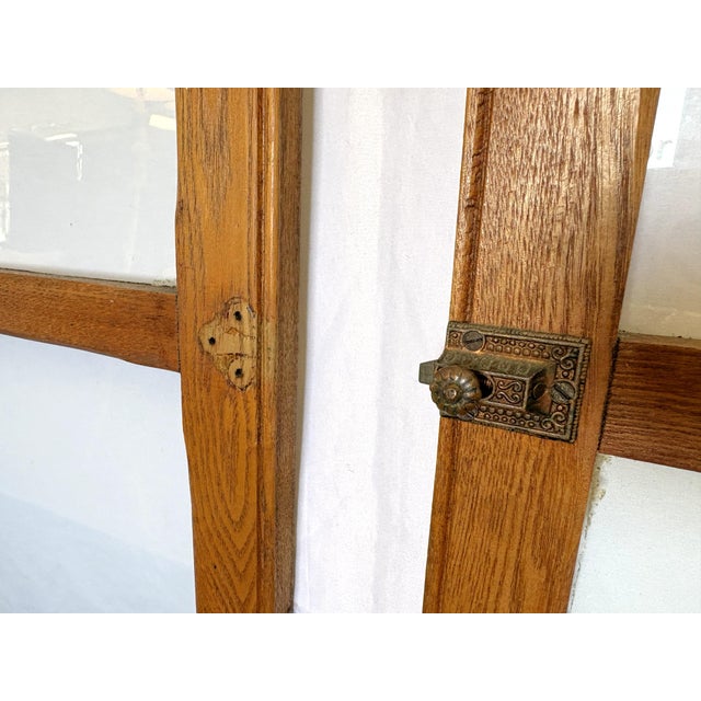 Vintage Architectural Salvage Oak and Glass Doors- Set of 3 For Sale - Image 12 of 18