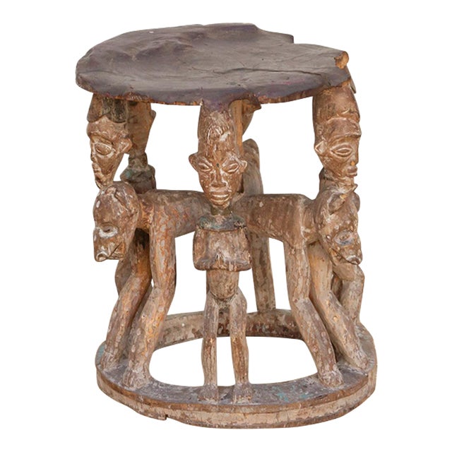 Rare Oversize African Babanki Painted Table For Sale