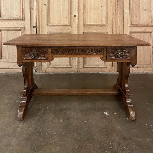Antique Rustic Neogothic Desk ~ Writing Table For Sale - Image 13 of 13