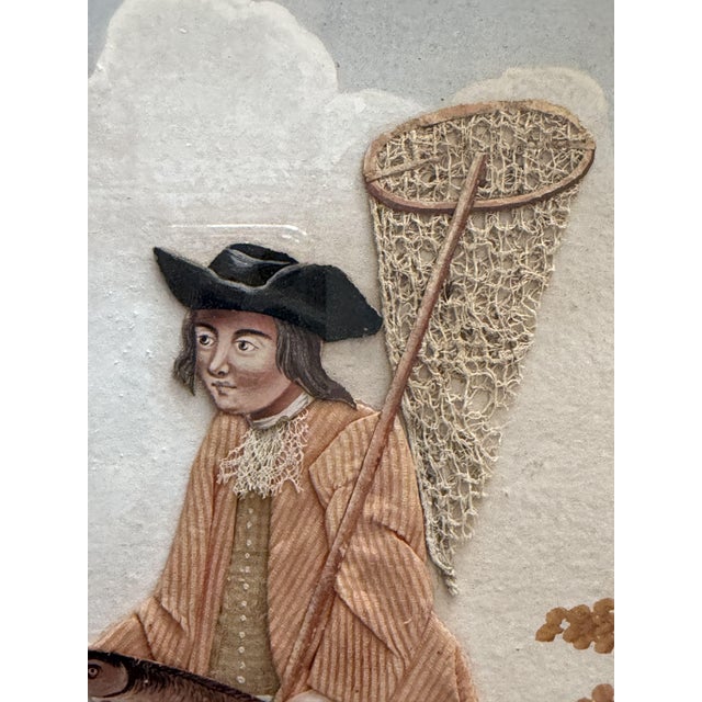 Anonimo, Painted Picture Scene, 1800s, Gouache and Fabric For Sale - Image 3 of 5