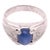 2010s 14 Karat White Gold Oval Sapphire Cabochon Ring With Diamond Accents For Sale - Image 5 of 9