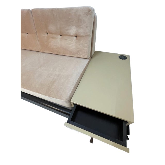 Custom Convertible Daybed Sofa With Integrated Side Tables, Sleeper Function & Power Outlets, Circa 1990s For Sale - Image 9 of 13