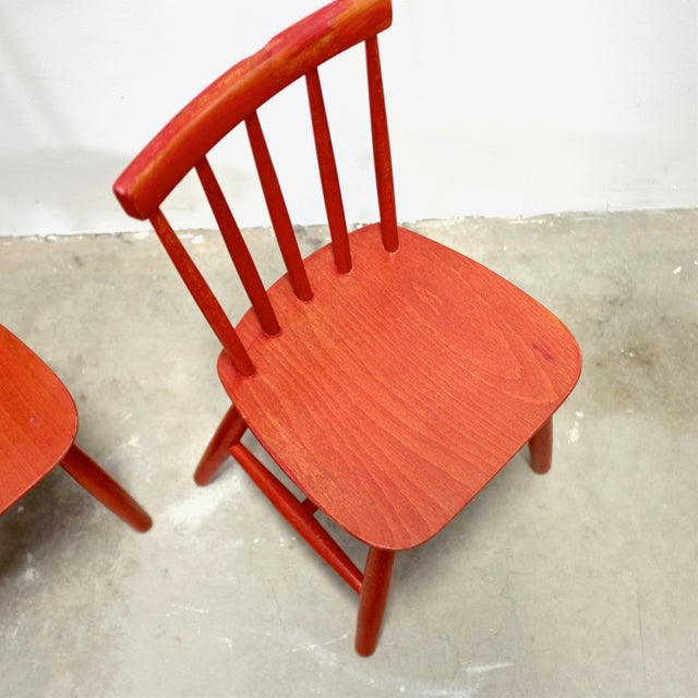 Mid-Century Modern 1950s Pair of Child’s Chairs in the Style of FDB Møbler Model J46 Designed by Poul Volther For Sale - Image 3 of 4