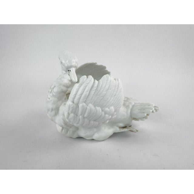Antique White Bisque Porcelain Swan Planter – Sculptural Jardinière For Sale - Image 6 of 12
