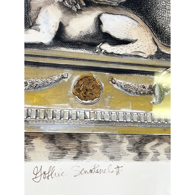 Mid Century Hand Colored, Signed and Numbered Architectural Lithograph on Watercolor Paper 'Gothic Senntinel' by Augustine For Sale - Image 12 of 13