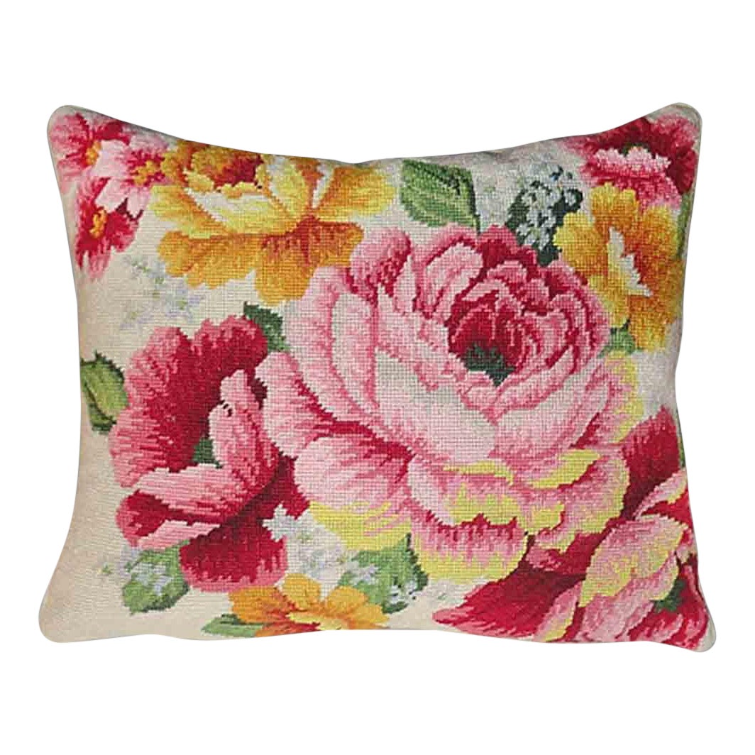 Floral Needlepoint Pillow Chairish